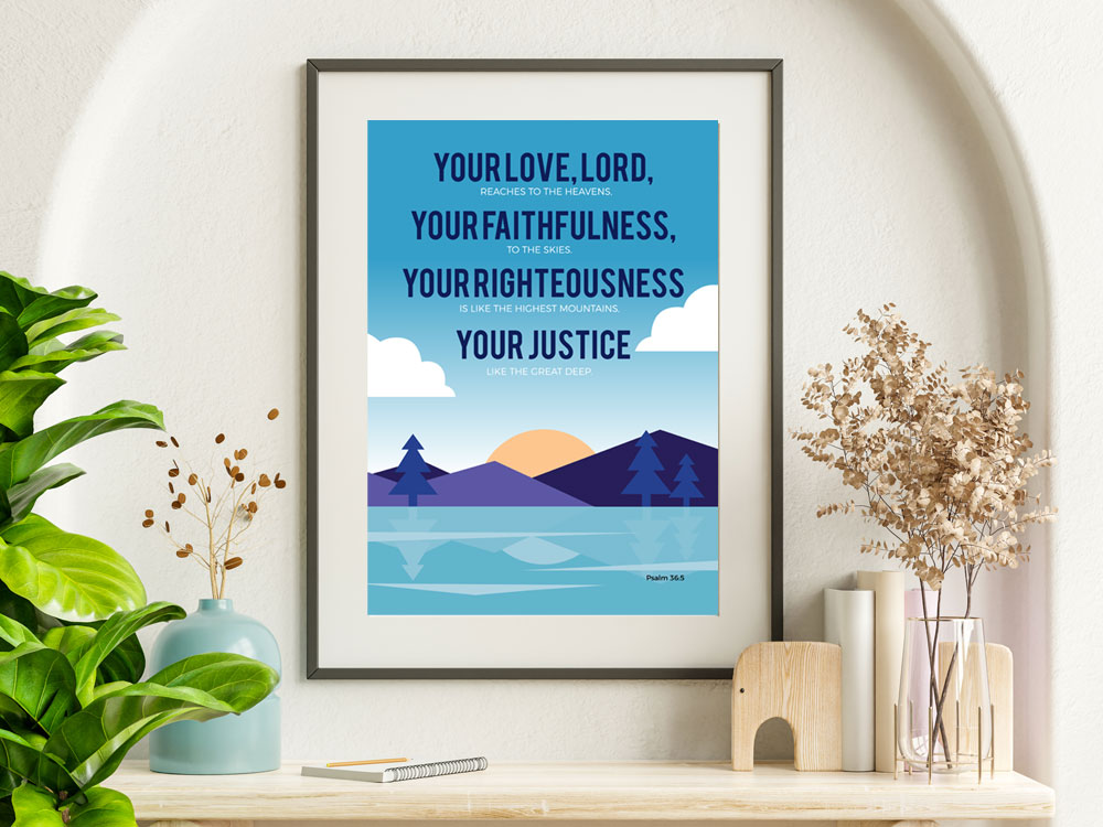 Psalm 36:5 Christian Poster 4 Inspring Christian Bible Verse Poster