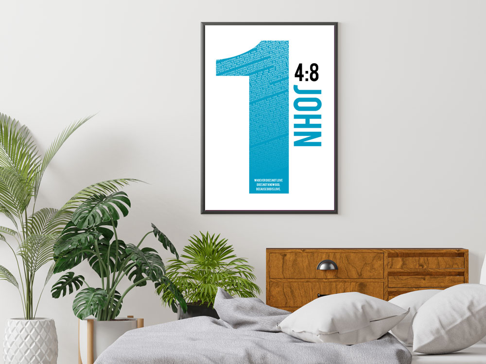 1 John 4:8 Numbers Series Poster 3 Christian Bible Verse poster