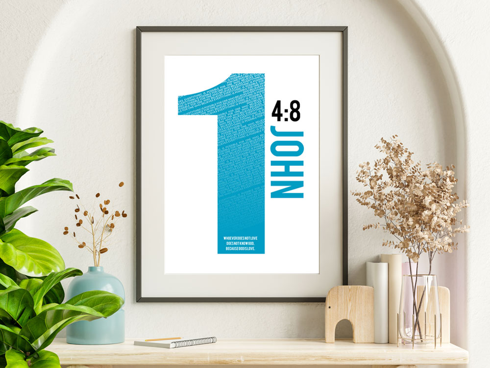 1 John 4:8 Numbers Series Poster 4 Modern Bible Art Poster