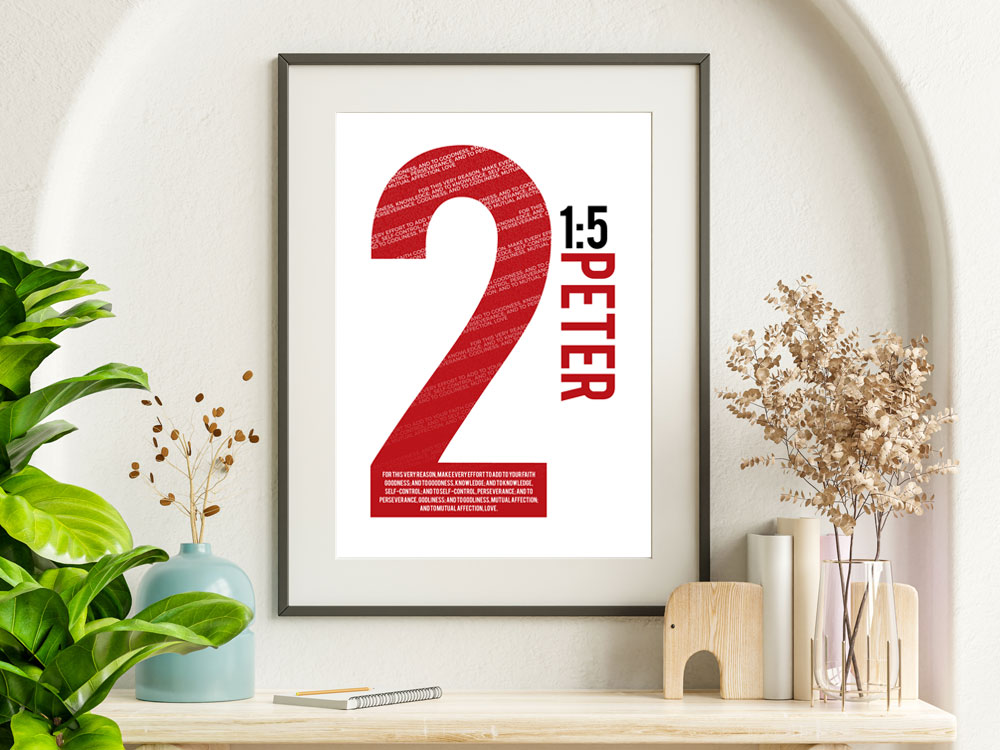 2 Peter 1:5 Numbers Series Poster 4 Inspring Christian Bible Verse Poster