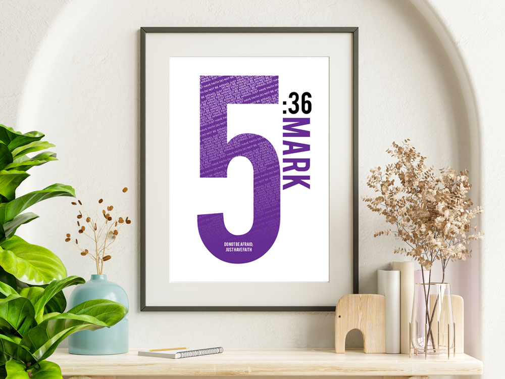 Mark 5:36 Numbers Series Poster 4 Modern Bible Art Poster