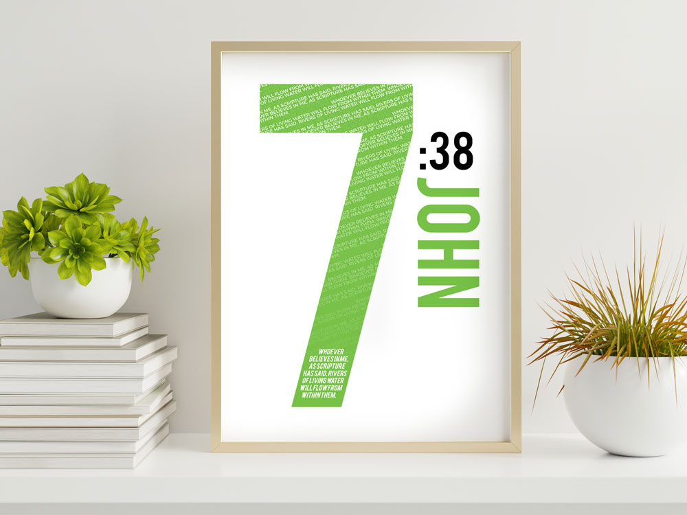 John 7:38 Numbers Series Poster 7 2 inspirational Bible Poster