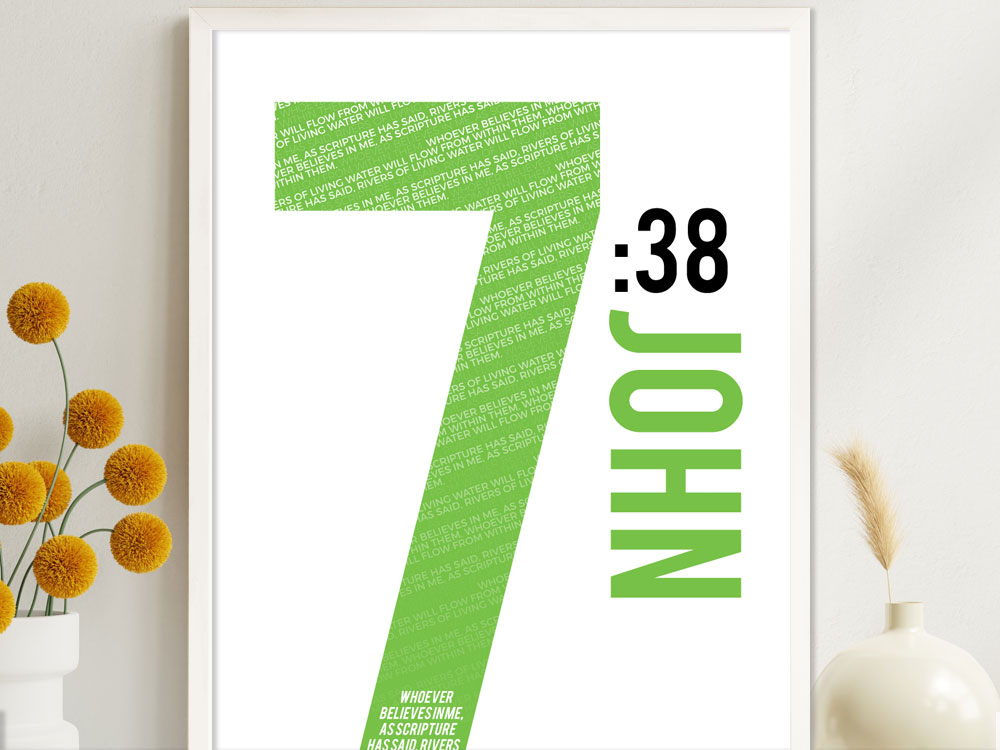 John 7:38 Numbers Series Poster 7 1 inspirational Bible Poster