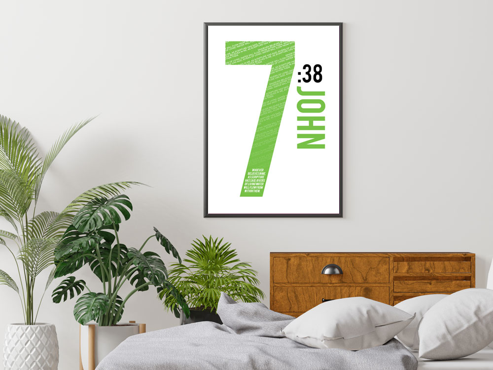 John 7:38 Numbers Series Poster 7 3 Modern Bible Art Poster