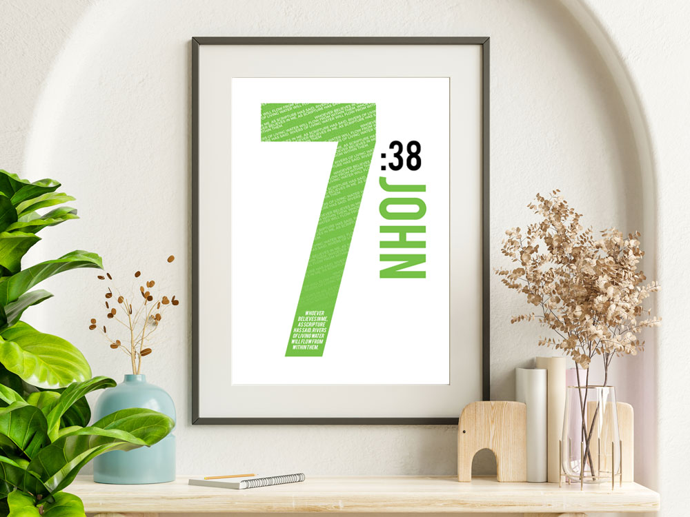 John 7:38 Numbers Series Poster 7 4 inspirational Bible Poster