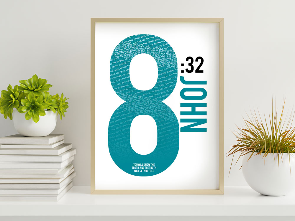 John 8:32 Numbers Series Poster 2 Bible Verse Poster