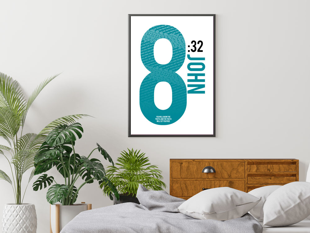 John 8:32 Numbers Series Poster 3 inspirational Christian Bible Verse Poster