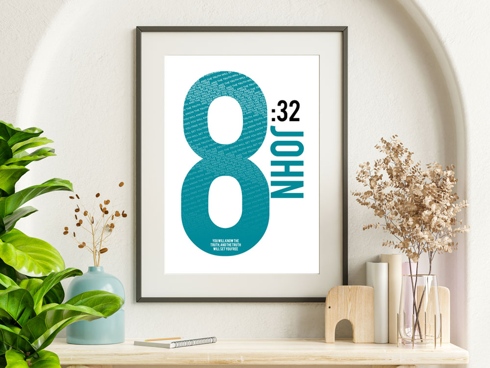 John 8:32 Numbers Series Poster 4 inspirational Christian Poster