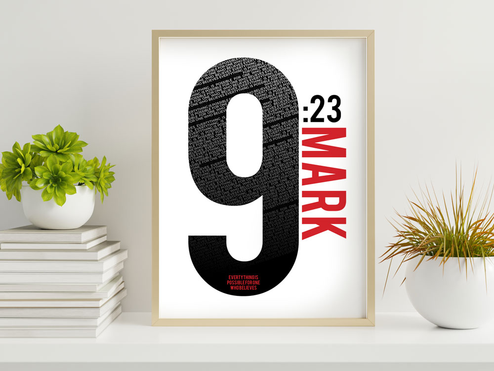 Mark 9:23 Numbers Series Poster 2 inspirational Christian Poster
