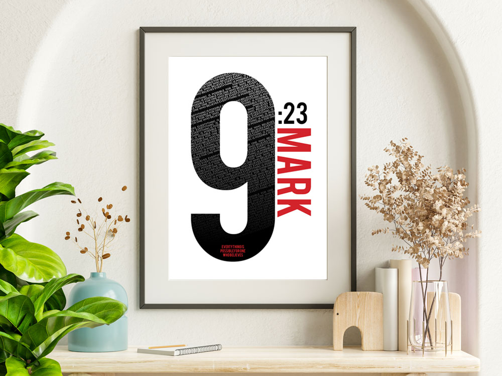 Mark 9:23 Numbers Series Poster 4 inspirational Christian Poster