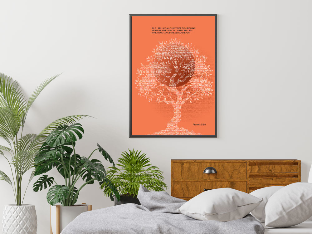 Psalms 52:8 Conceptual Christian Poster 3 Unique Christian Bible Verse Poster