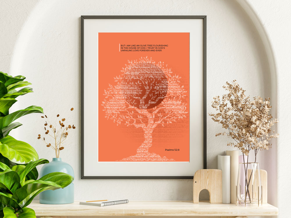 Psalms 52:8 Conceptual Christian Poster 4 Inspring Christian Bible Verse Poster