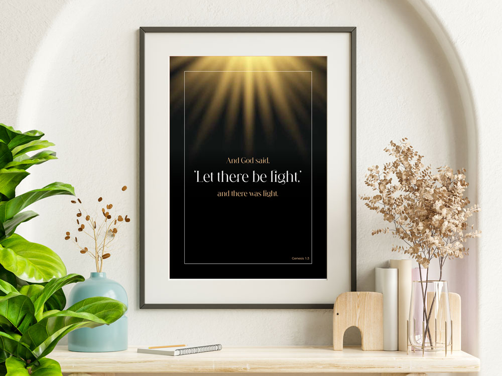 Genesis 1:3 Uplifting Christian Poster 4 Inspring Christian Bible Verse Poster