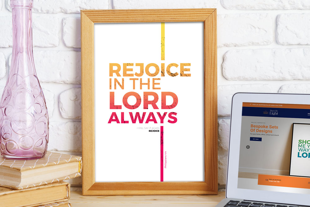 Philippians 4:4 A5 Desk Poster 3 Christian Bible Verse Poster