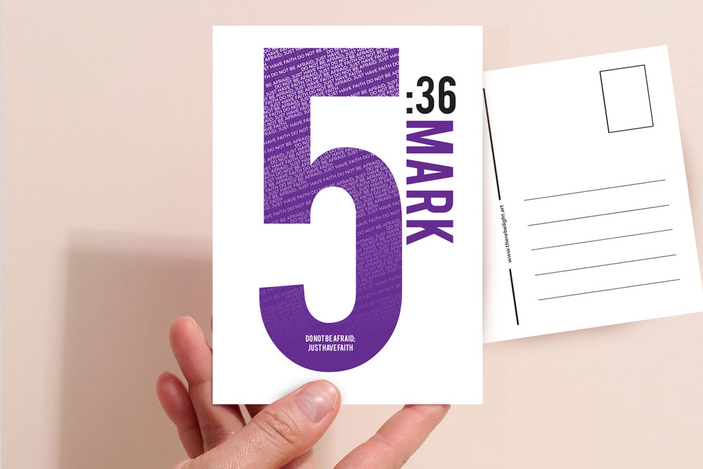 Bible Verse Christian Post Cards Pack B 6 Mark 5:36 postcard